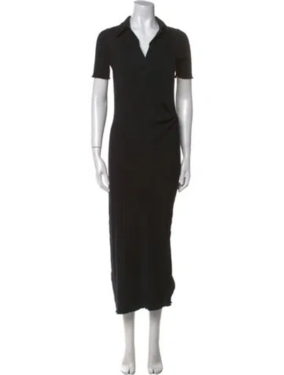 Pre-owned Helmut Lang V-neck Long Dress In Black