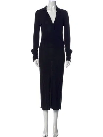 Pre-owned Helmut Lang V-neck Long Dress In Black