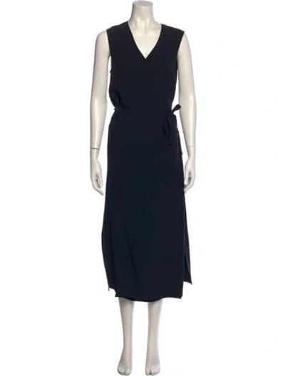 Pre-owned Helmut Lang V-neck Long Dress In Black