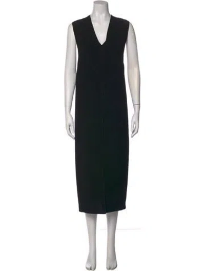 Pre-owned Helmut Lang V-neck Long Dress In Black