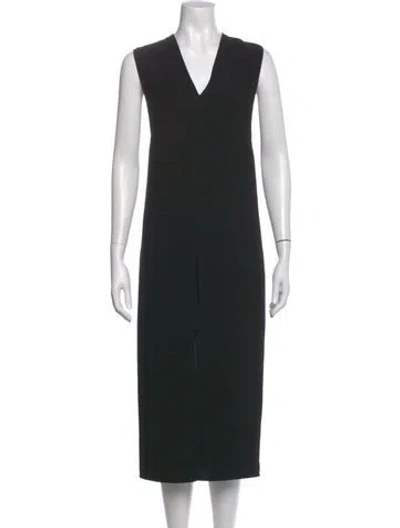 Pre-owned Helmut Lang V-neck Long Dress In Black