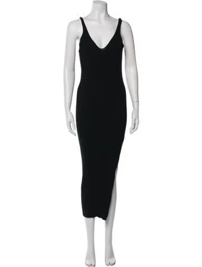 Pre-owned Helmut Lang V-neck Long Dress In Black
