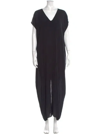 Pre-owned Helmut Lang V-neck Long Dress In Black