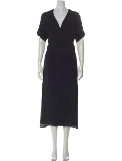 Pre-owned Helmut Lang V-neck Long Dress In Black