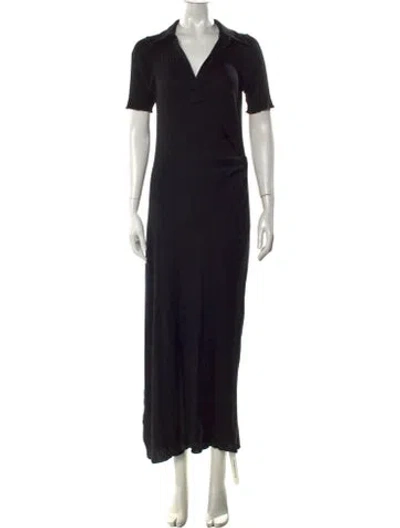 Pre-owned Helmut Lang V-neck Long Dress In Black