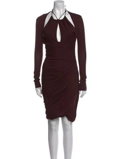 Pre-owned Helmut Lang V-neck Long Dress In Burgundy