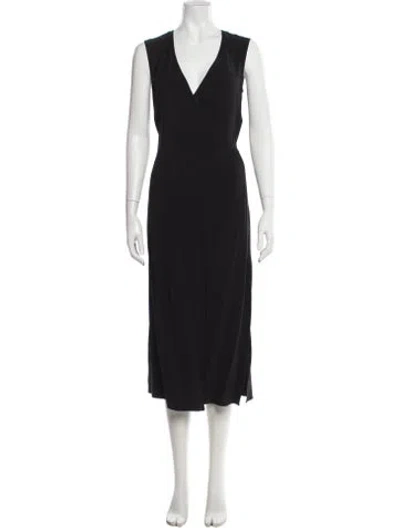 Pre-owned Helmut Lang V-neck Long Dress In Gray