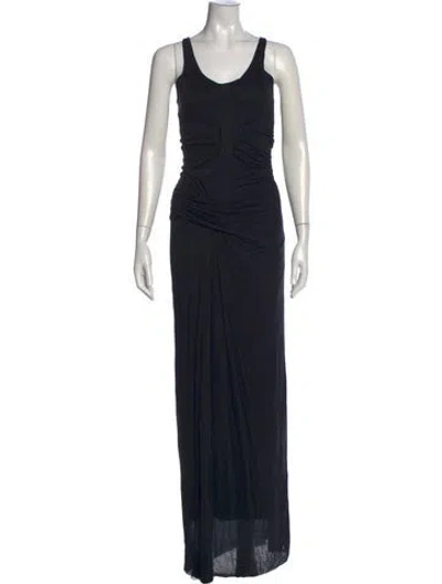 Pre-owned Helmut Lang V-neck Long Dress In Gray