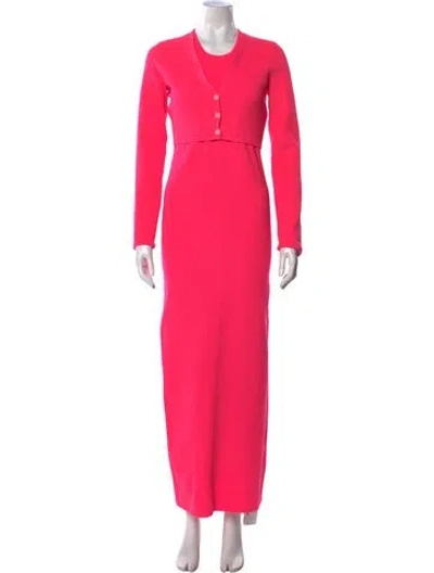 Pre-owned Helmut Lang V-neck Long Dress In Pink