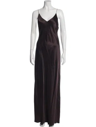 Pre-owned Helmut Lang V-neck Long Dress In Purple
