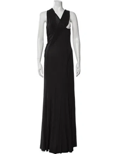 Pre-owned Helmut Lang V-neck Long Dress W/ Tags In Black