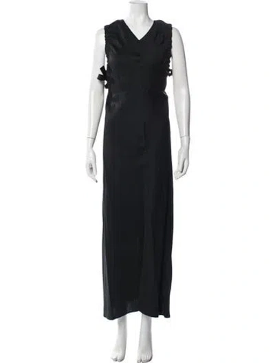 Pre-owned Helmut Lang V-neck Long Dress W/ Tags In Black