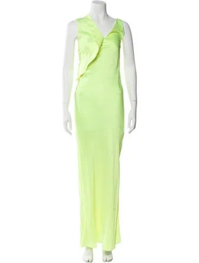 Pre-owned Helmut Lang V-neck Long Dress W/ Tags In Yellow