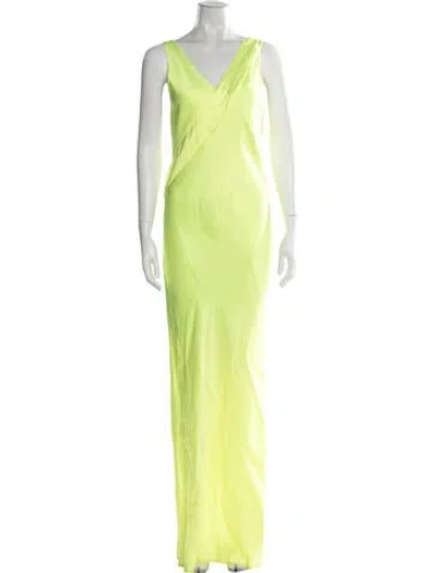 Pre-owned Helmut Lang V-neck Long Dress W/ Tags In Yellow