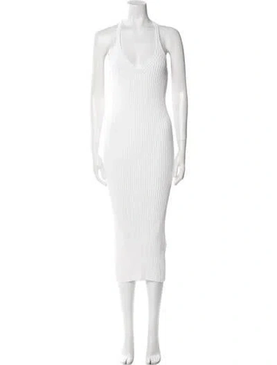 Pre-owned Helmut Lang V-neck Long Dress In White