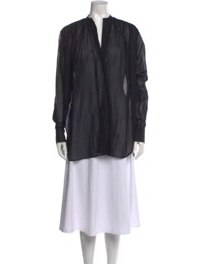 Pre-owned Helmut Lang V-neck Long Sleeve Blouse In Black
