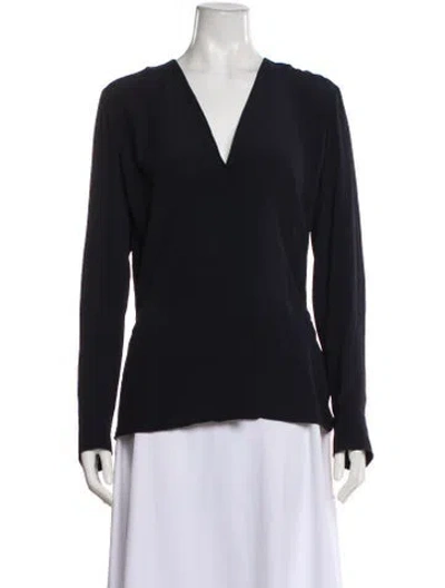 Pre-owned Helmut Lang V-neck Long Sleeve Blouse In Blue