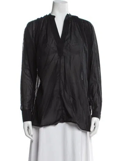 Pre-owned Helmut Lang V-neck Long Sleeve Blouse In Gray