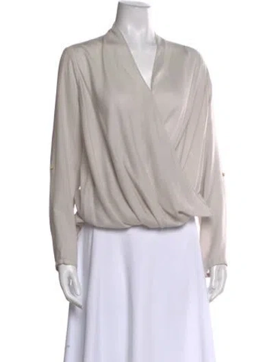 Pre-owned Helmut Lang V-neck Long Sleeve Blouse In Gray