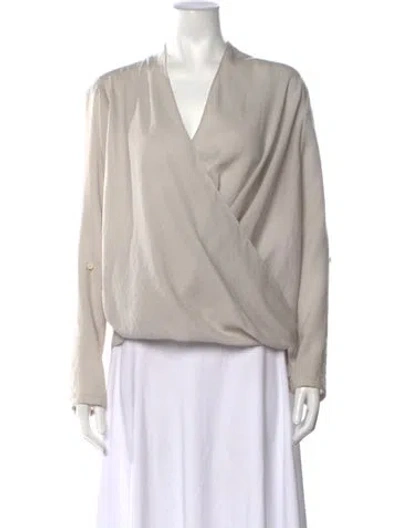 Pre-owned Helmut Lang V-neck Long Sleeve Blouse In Grey