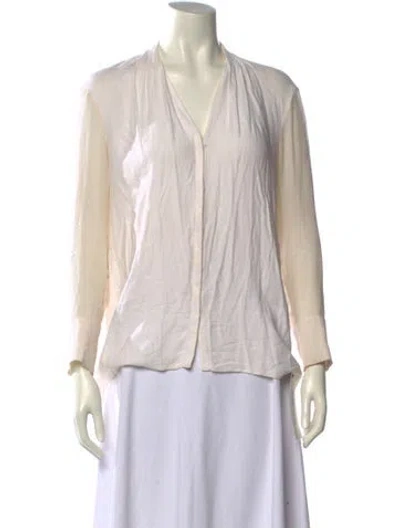 Pre-owned Helmut Lang V-neck Long Sleeve Blouse In Neutral
