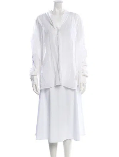 Pre-owned Helmut Lang V-neck Long Sleeve Blouse In Neutral