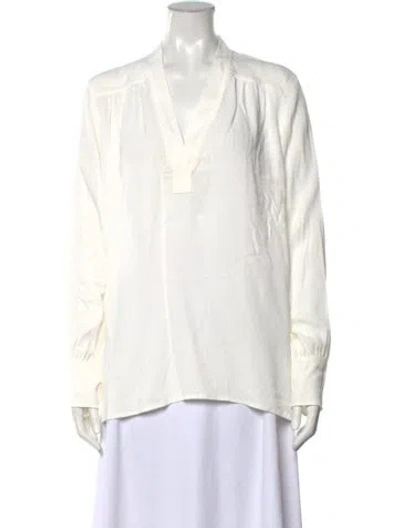 Pre-owned Helmut Lang V-neck Long Sleeve Blouse In Neutrals
