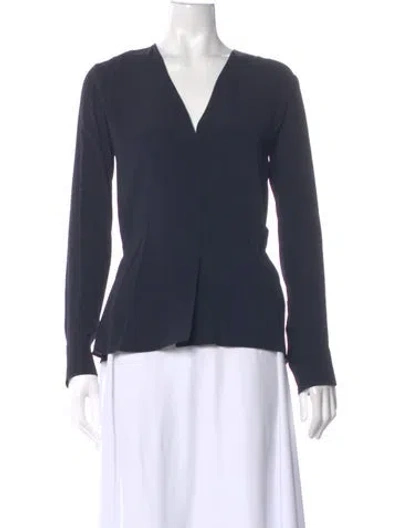 Pre-owned Helmut Lang V-neck Long Sleeve Blouse W/ Tags In Blue