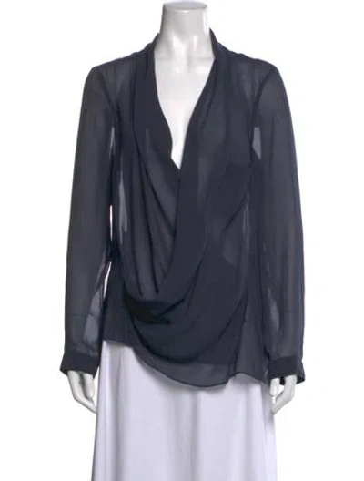 Pre-owned Helmut Lang V-neck Long Sleeve Blouse W/ Tags In Green