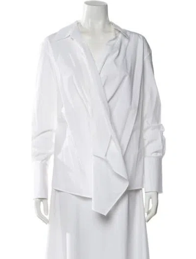 Pre-owned Helmut Lang V-neck Long Sleeve Blouse W/ Tags In White