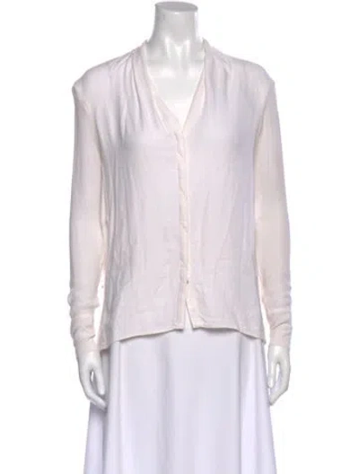 Pre-owned Helmut Lang V-neck Long Sleeve Blouse In White