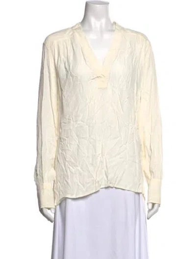 Pre-owned Helmut Lang V-neck Long Sleeve Blouse In White