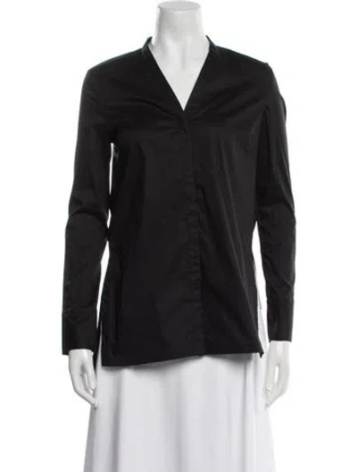 Pre-owned Helmut Lang V-neck Long Sleeve Button-up Top In Black