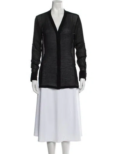Pre-owned Helmut Lang V-neck Long Sleeve Button-up Top In Black