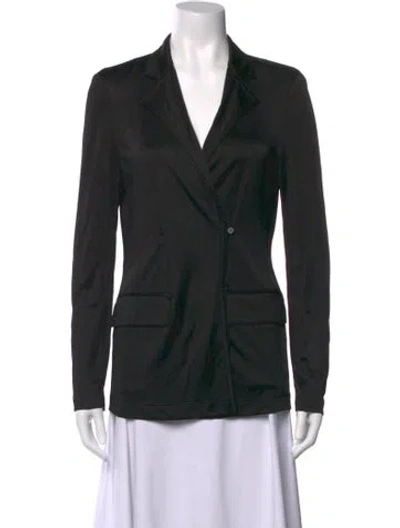 Pre-owned Helmut Lang V-neck Long Sleeve Button-up Top In Black