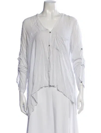 Pre-owned Helmut Lang V-neck Long Sleeve Button-up Top In Blue