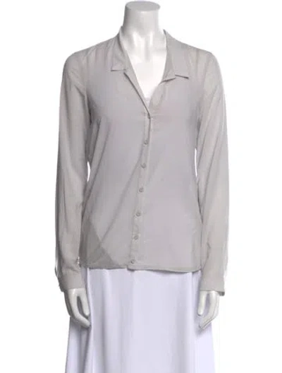 Pre-owned Helmut Lang V-neck Long Sleeve Button-up Top In Gray