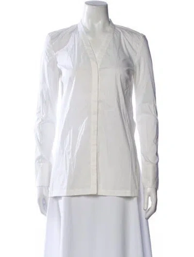 Pre-owned Helmut Lang V-neck Long Sleeve Button-up Top In Neutral