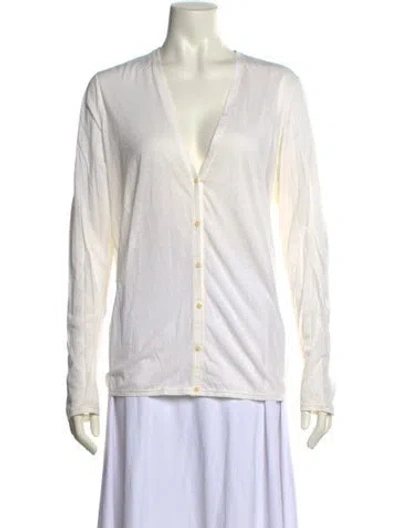 Pre-owned Helmut Lang V-neck Long Sleeve Button-up Top In Neutral
