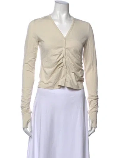 Pre-owned Helmut Lang V-neck Long Sleeve Button-up Top In Neutrals