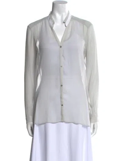Pre-owned Helmut Lang V-neck Long Sleeve Button-up Top In White