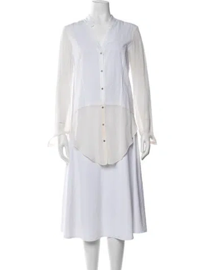 Pre-owned Helmut Lang V-neck Long Sleeve Button-up Top In White
