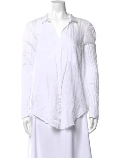 Pre-owned Helmut Lang V-neck Long Sleeve Button-up Top In White