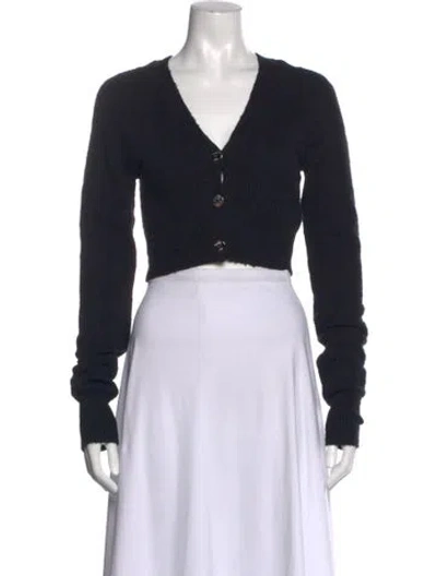 Pre-owned Helmut Lang V-neck Long Sleeve Crop Top In Black
