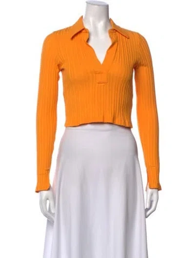 Pre-owned Helmut Lang V-neck Long Sleeve Polo In Orange