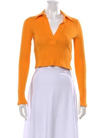 Pre-owned Helmut Lang V-neck Long Sleeve Polo In Orange