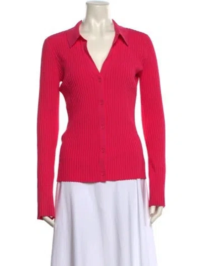 Pre-owned Helmut Lang V-neck Long Sleeve Polo In Pink