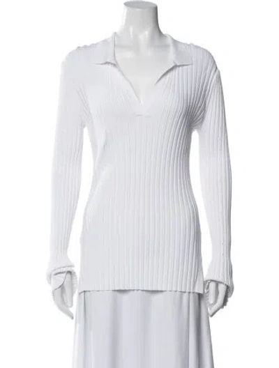 Pre-owned Helmut Lang V-neck Long Sleeve Polo In White