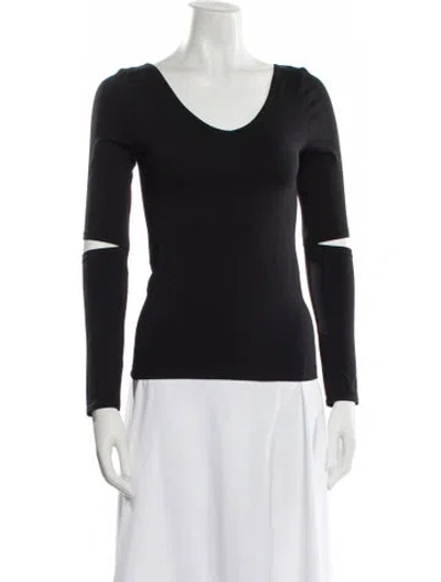 Pre-owned Helmut Lang V-neck Long Sleeve Top In Black