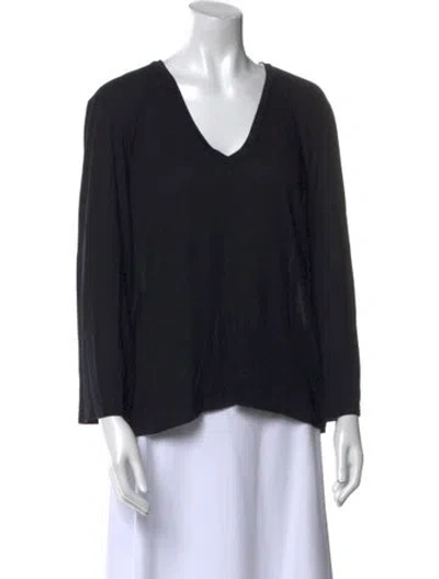 Pre-owned Helmut Lang V-neck Long Sleeve Top In Black